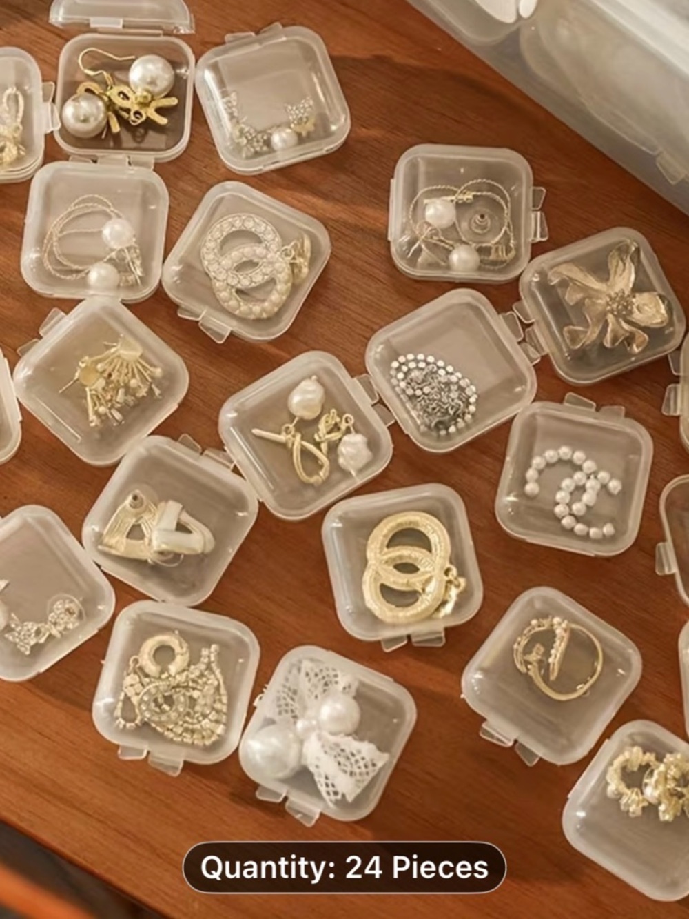 48-Pack Clear Jewelry Ring Storage Organizer Boxes - White/Transparent Many Uses - Picture 3 of 6